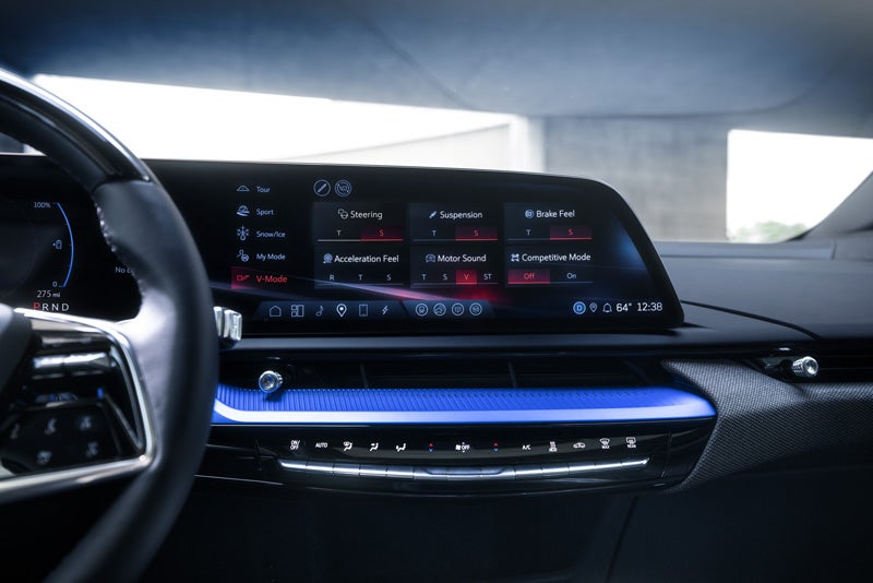 The 2026 OPTIQ-V Display Screen Displaying the V-Mode Settings | Cole Valley Cadillac in Warren OH