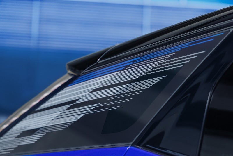 Close-up of the Modern Pattern on the 2026 OPTIQ-V Rear Quarter Glass | Cole Valley Cadillac in Warren OH